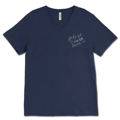 Glorify God And Enjoy Him Script V‐Neck Tee