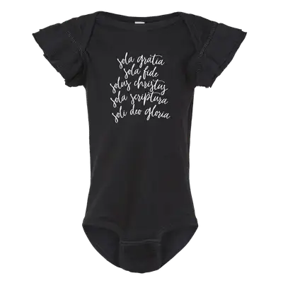 The Five Solas Ruffled Onesie