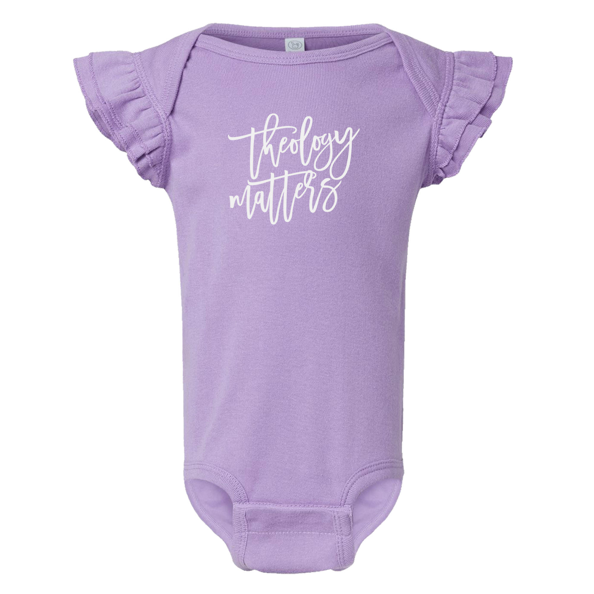 Theology Matters Script Ruffled Onesie