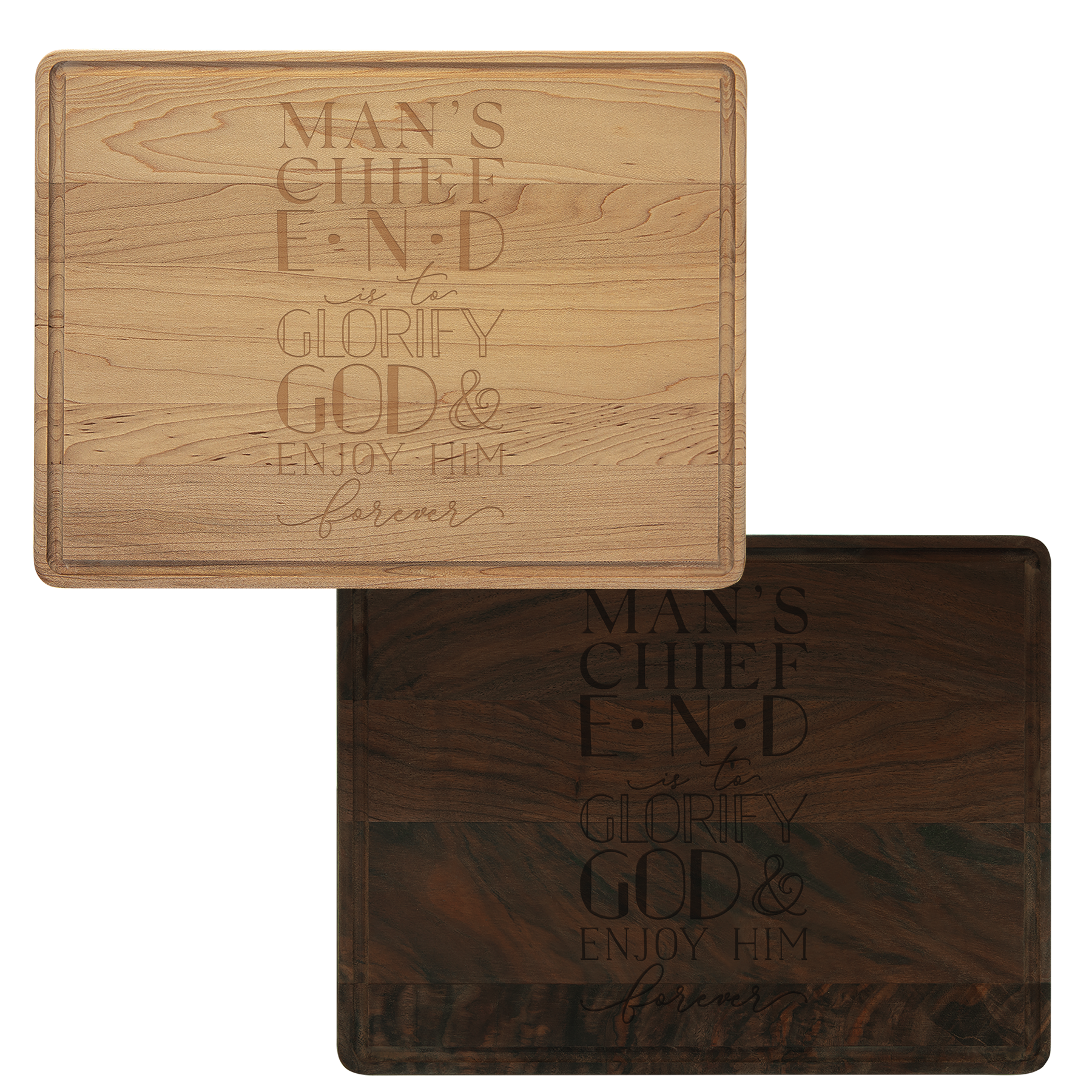 Man's Chief End Cutting Board Drip