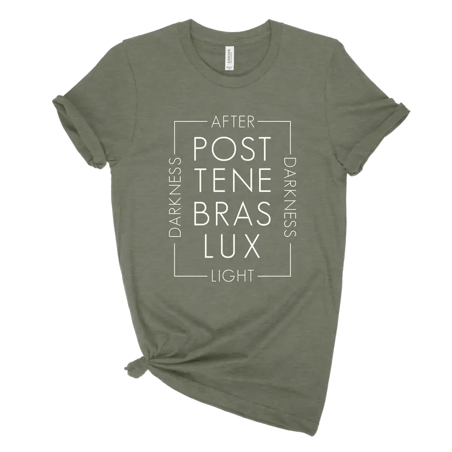Post Tenebras Lux Script Unisex Tee