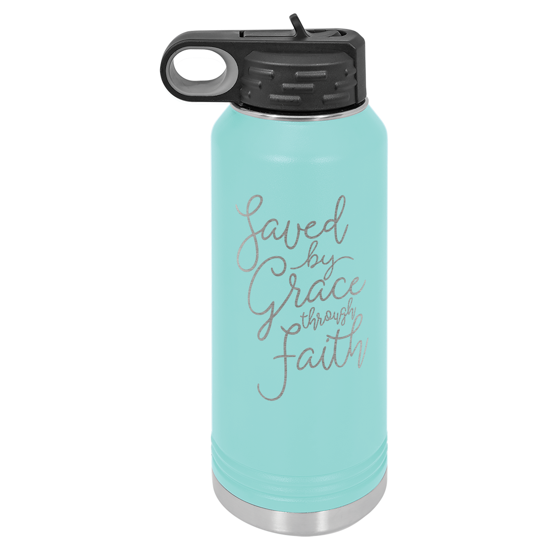 Saved By Grace Through Faith Script Insulated Bottle