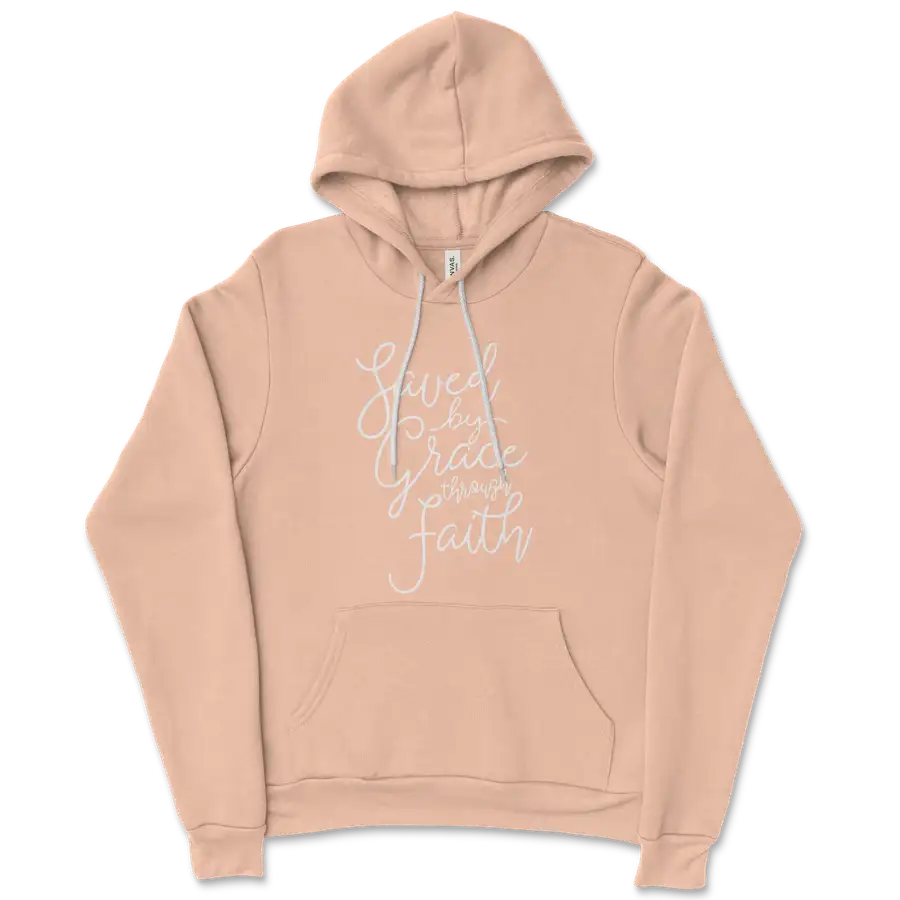 Saved By Grace Through Faith Script Ladies Hoodie