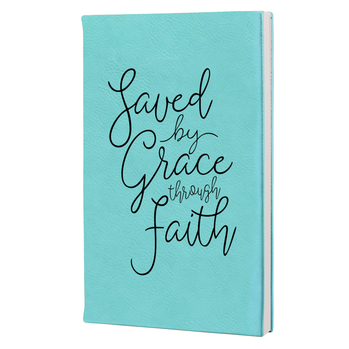 Saved By Grace Through Faith Script Leatherette Hardcover Journal