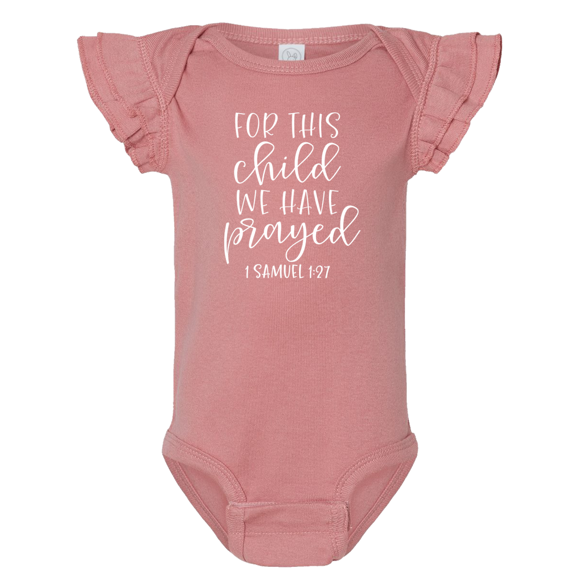 For This Child We Have Prayed Ruffled Onesie