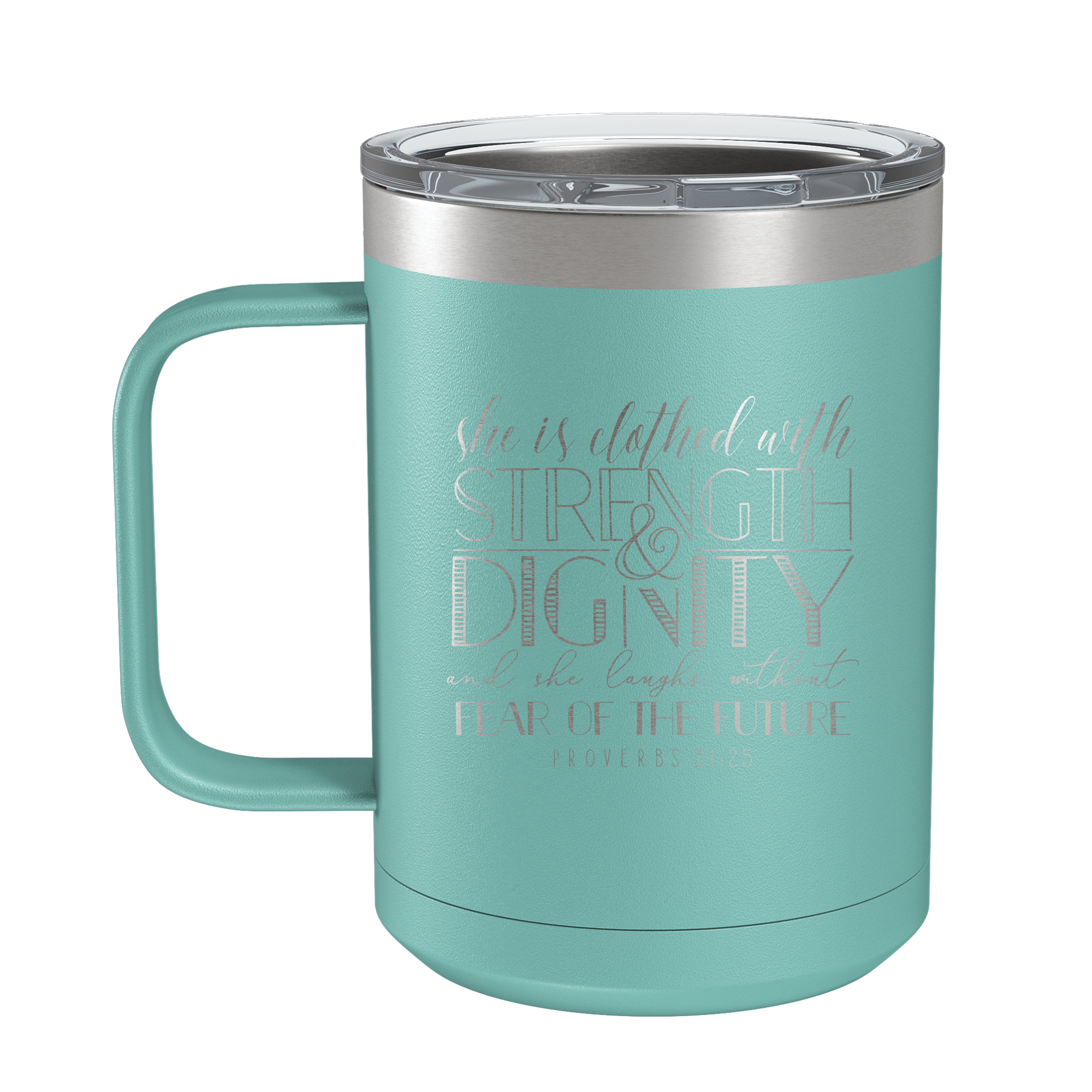 She Is Clothed (Lettered) 15oz Insulated Camp Mug