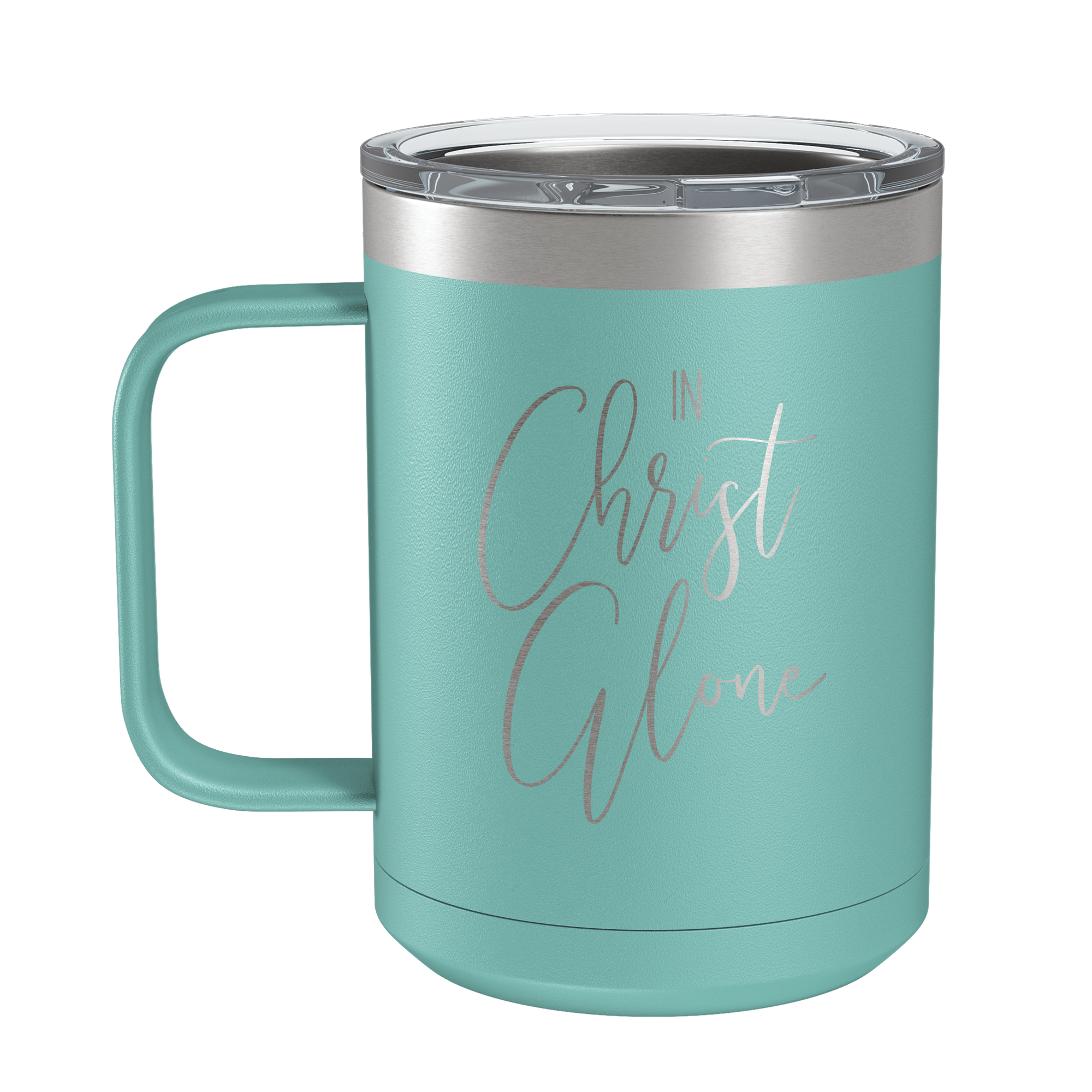 In Christ Alone (Script) 15oz Insulated Camp Mug