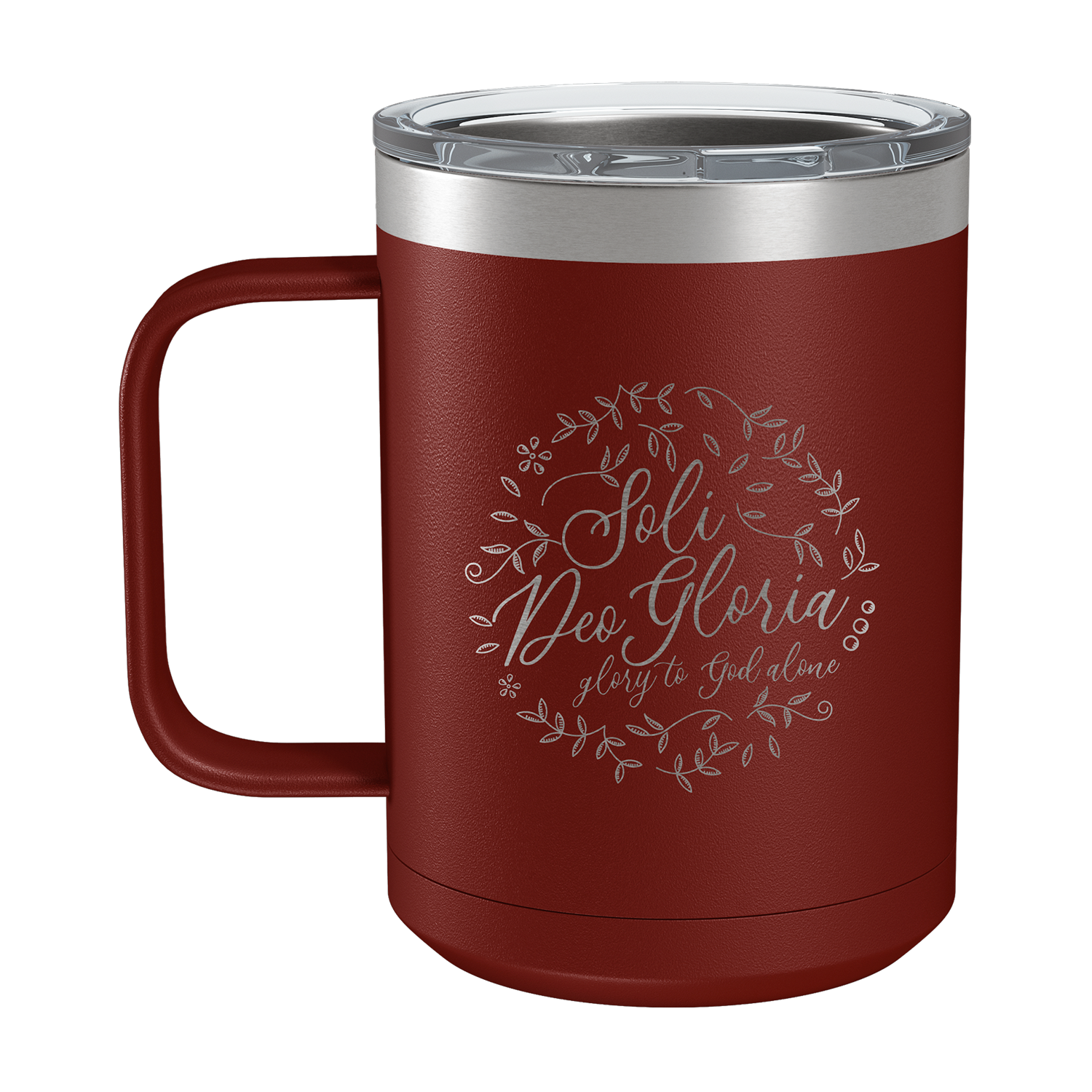 Soli Deo Gloria Floral Round 15oz Insulated Camp Mug