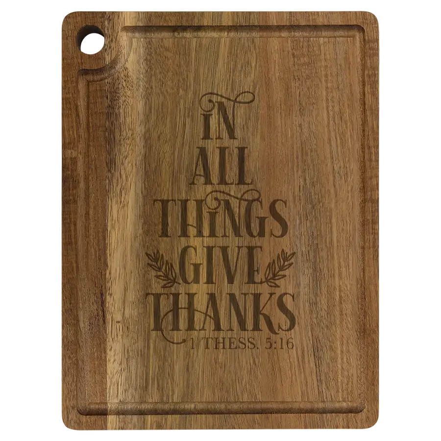 Give Thanks Cutting Board Drip Acacia