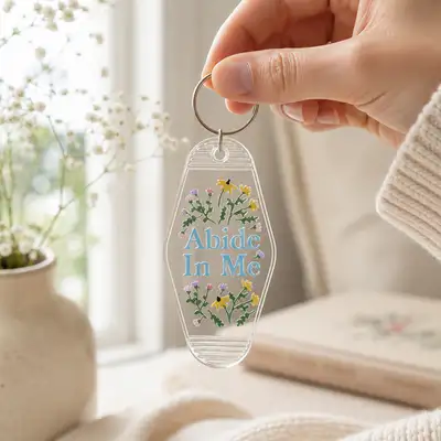 Abide In Me Acrylic Motel Key Chain