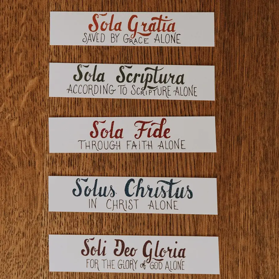 Five Solas Hand Lettered Bookmark Set #3