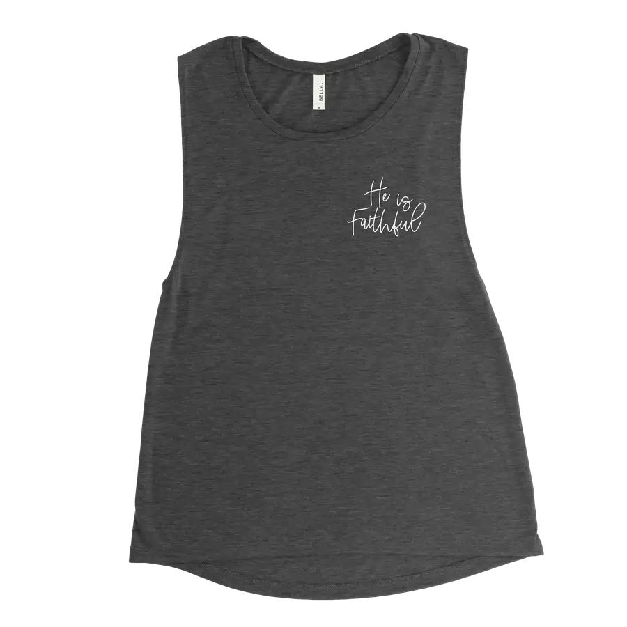 He Is Faithful Left Chest Muscle Tank
