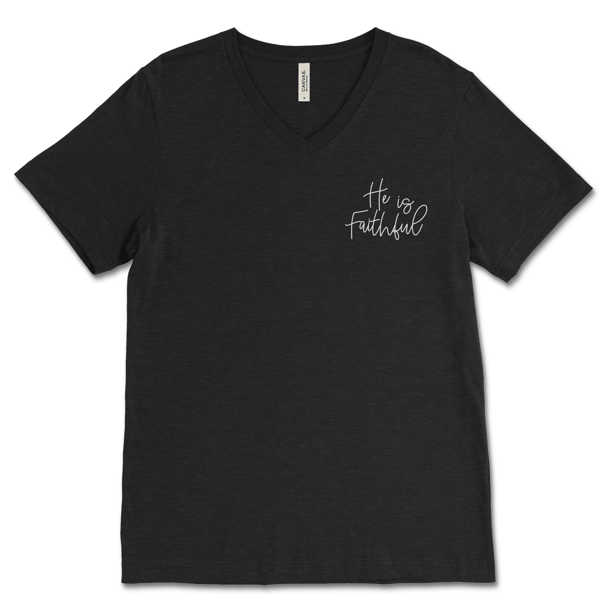 He Is Faithful Left Chest V‐Neck Tee