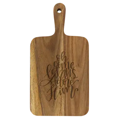 Let Us Adore Him Cutting Board Paddle Acacia