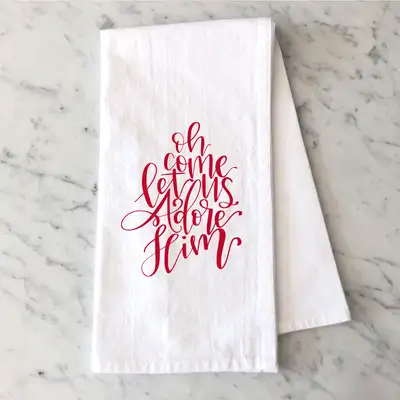 Let Us Adore Him Tea Towel
