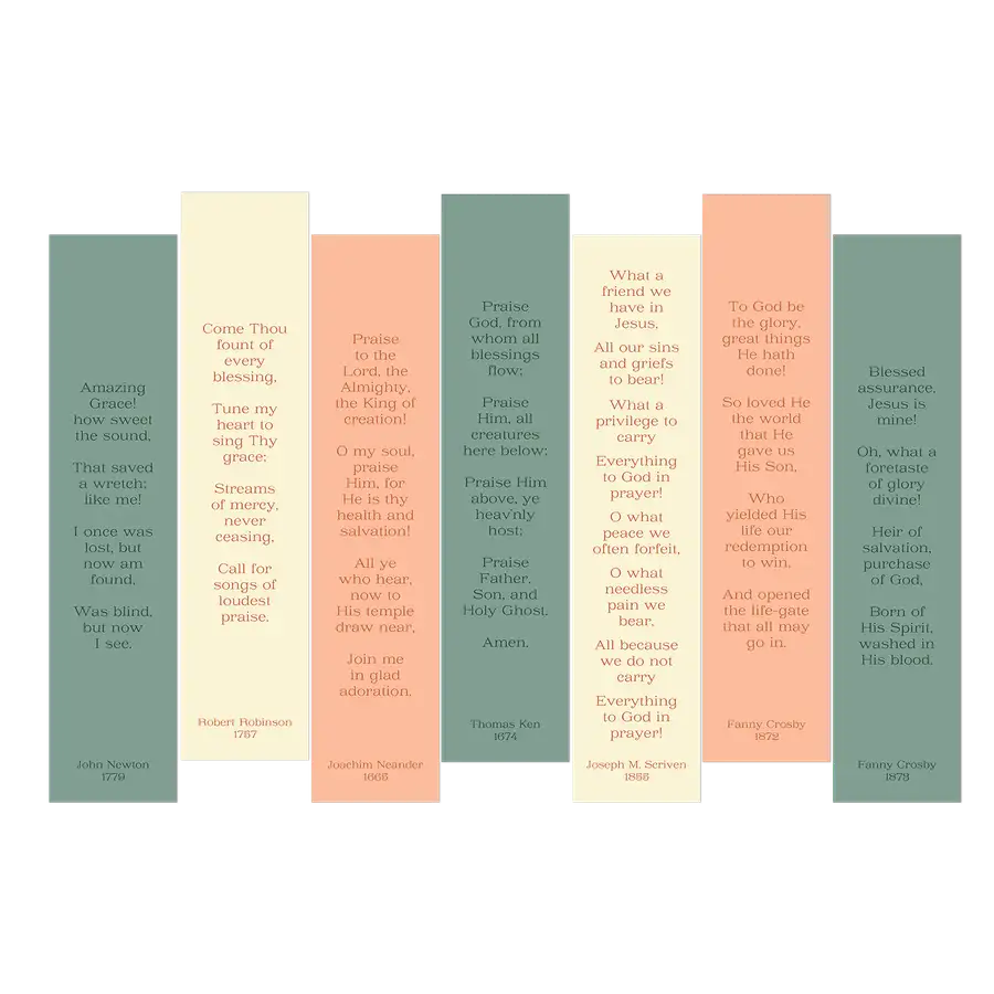 Fall Hymns Bookmark Set #2