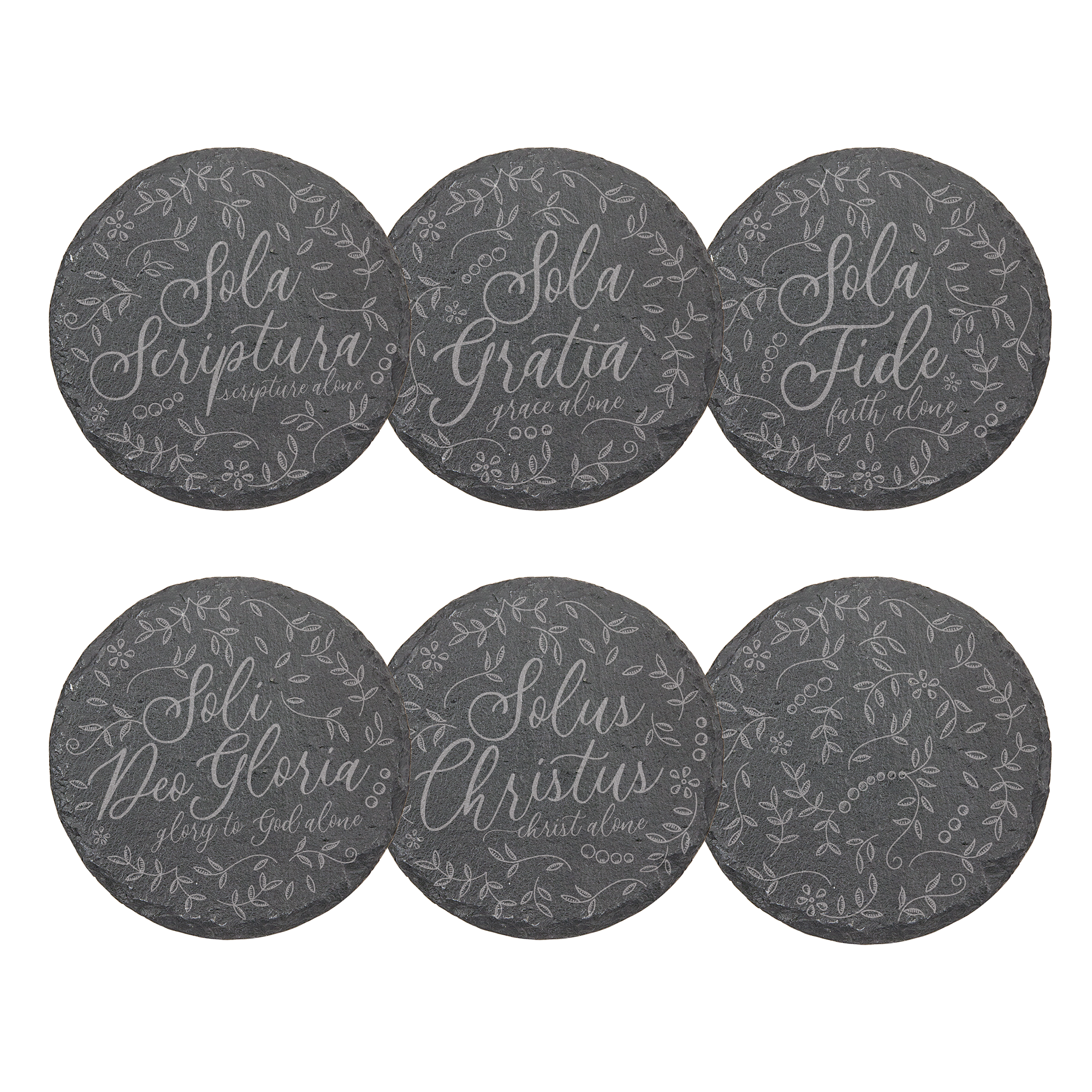 Five Solas Floral Slate Coaster Set of 6