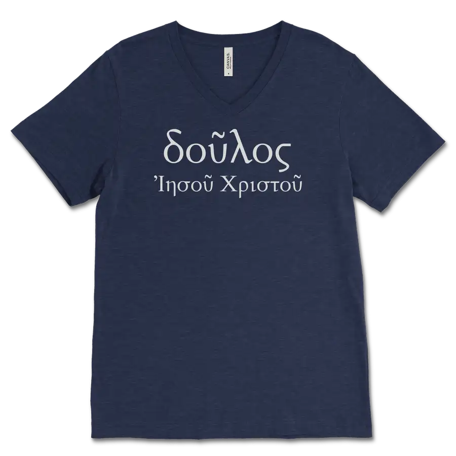 Slave of Christ Jesus (Greek) V&dash;Neck Tee
