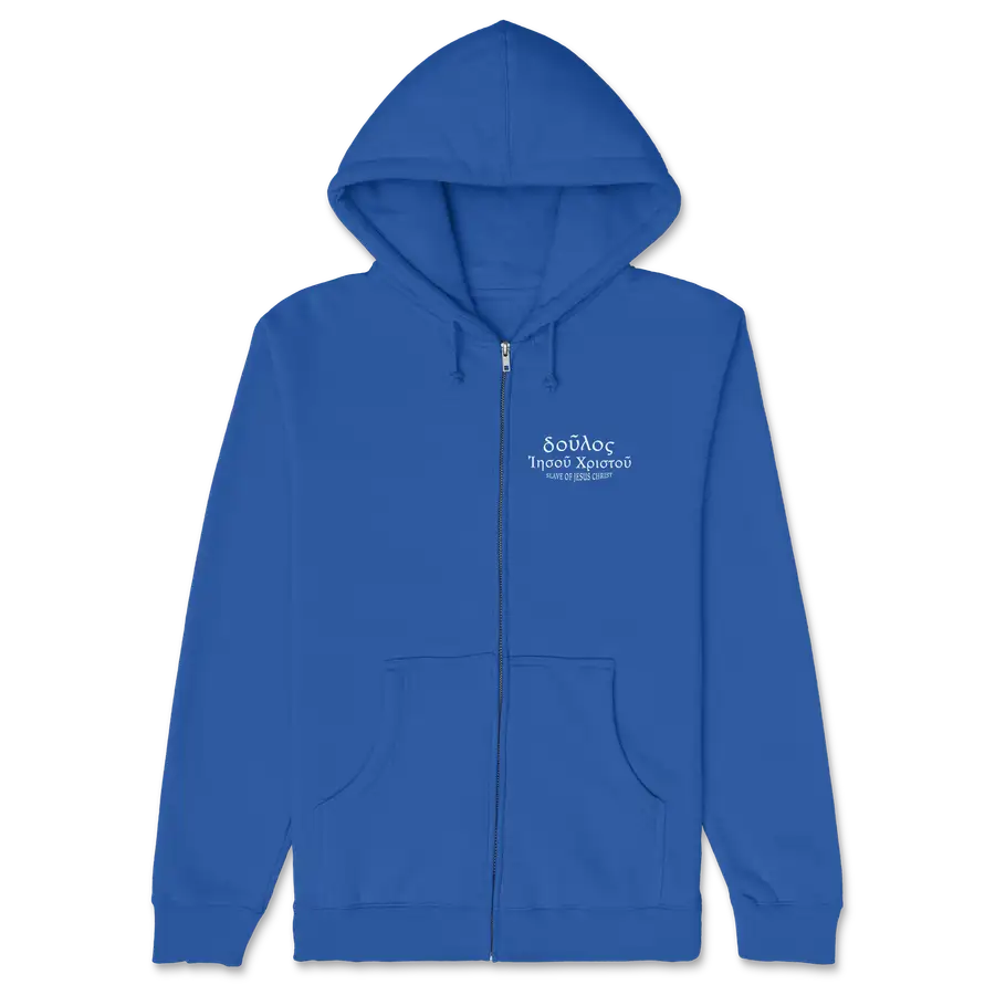 Slave of Christ Jesus (Greek) Left Chest Zipper Hoodie