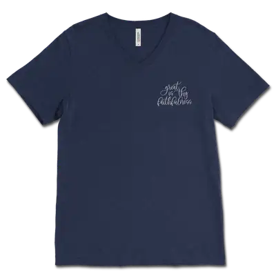 Great Is Thy Faithfulness Left Chest V‐Neck Tee