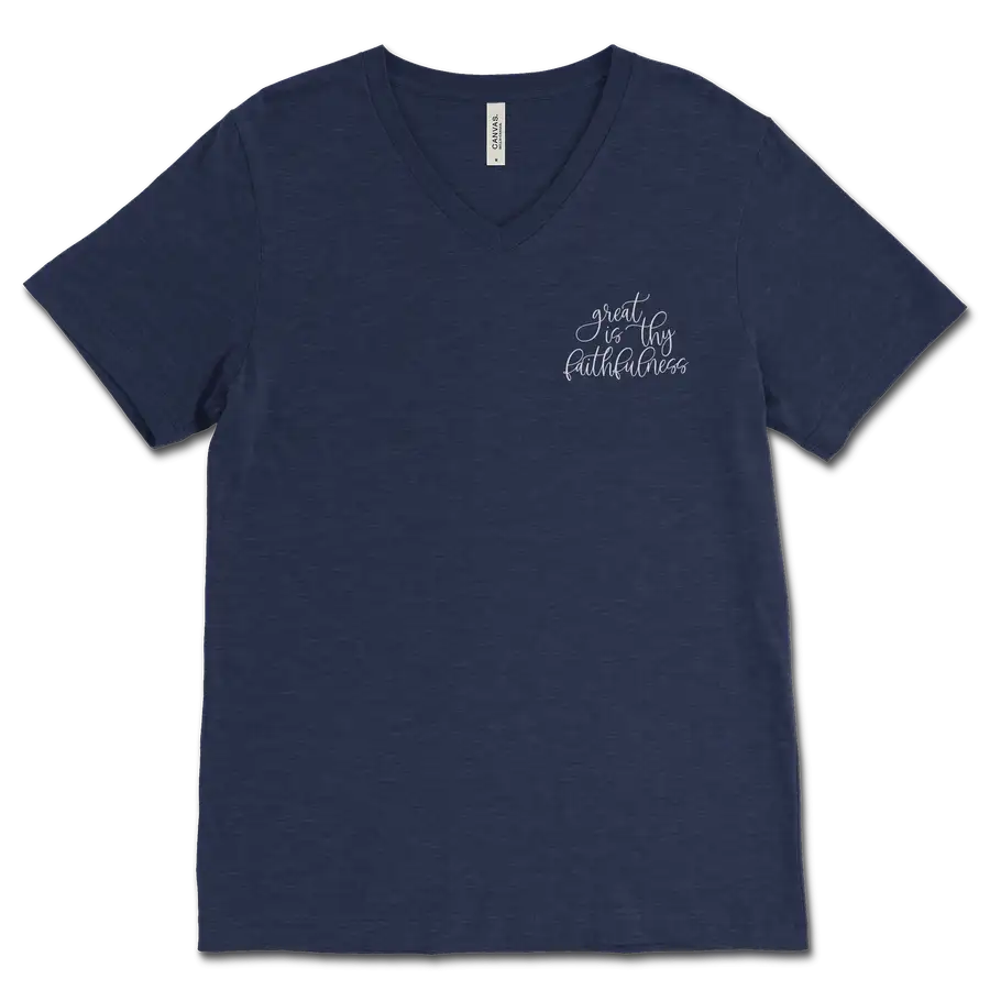 Great Is Thy Faithfulness Left Chest V&dash;Neck Tee