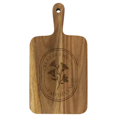 Great Is Thy Faithfulness Cutting Board Paddle Acacia