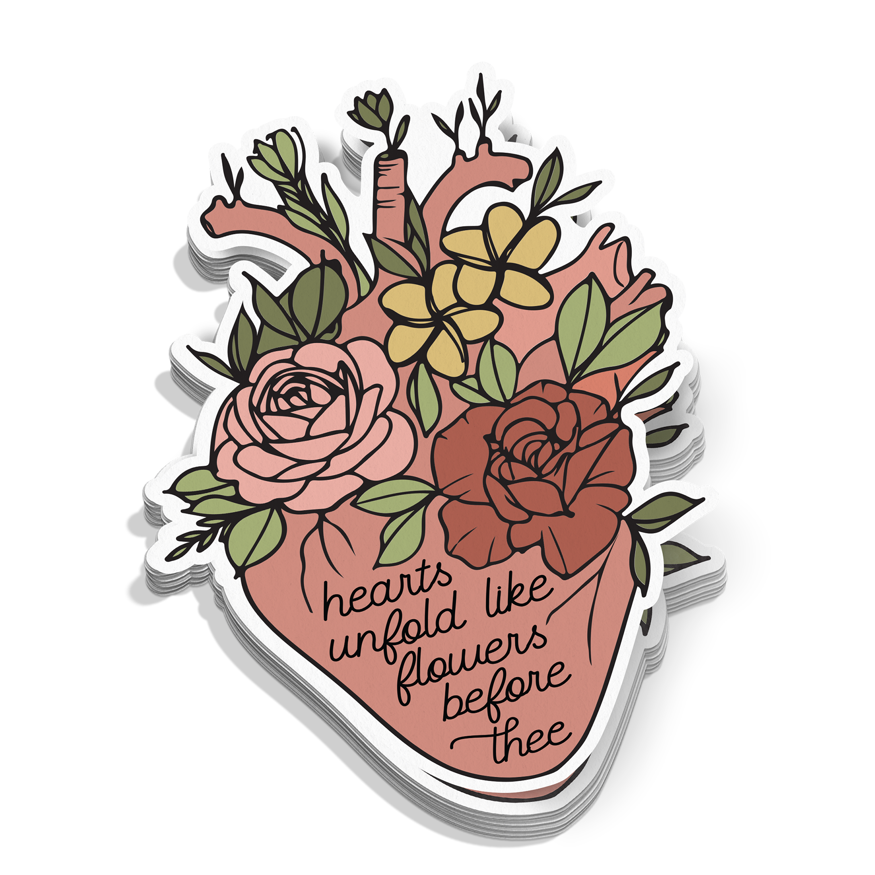 Hearts Unfold Like Flowers Sticker