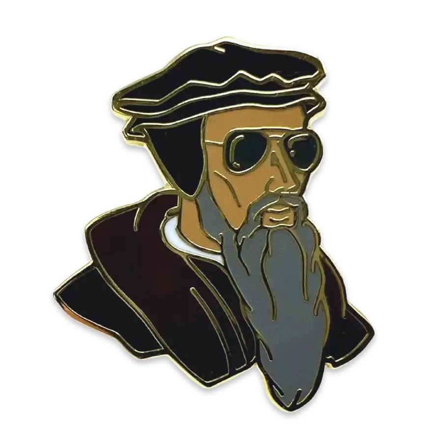 John Calvin Enamel Lapel Pin