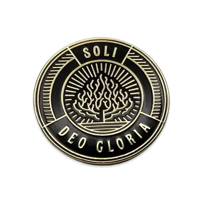Soli Deo Gloria Badge Enamel Lapel Pin (Black)