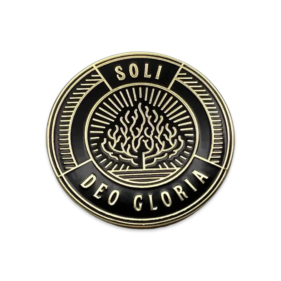 Soli Deo Gloria Badge Enamel Lapel Pin (Black)