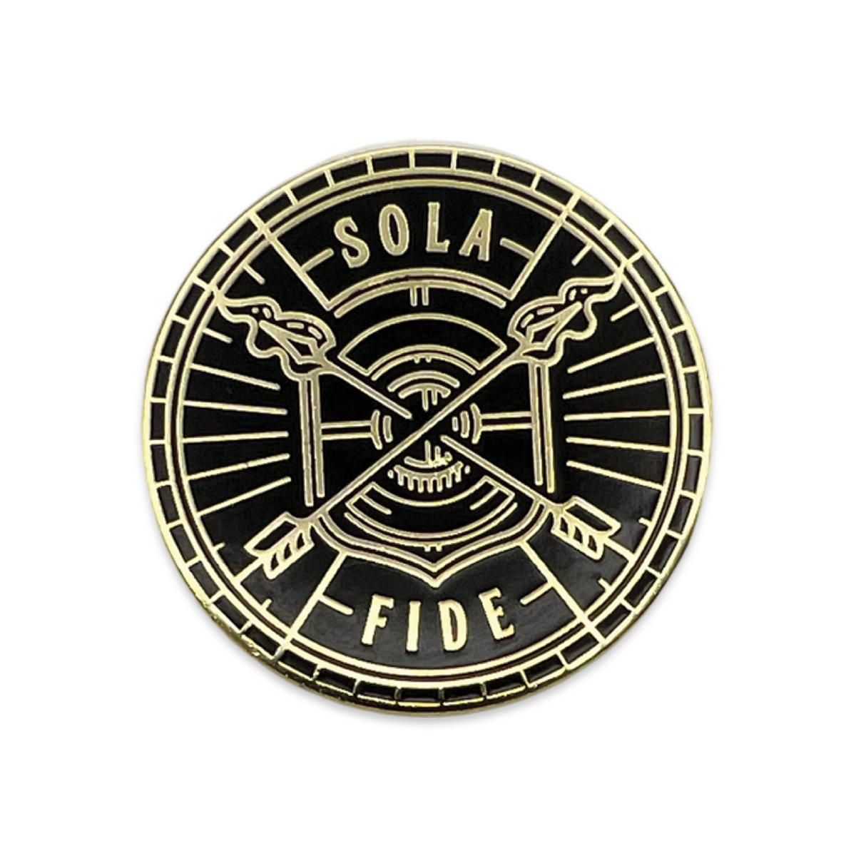 Sola Fide Badge Enamel Lapel Pin (Black)