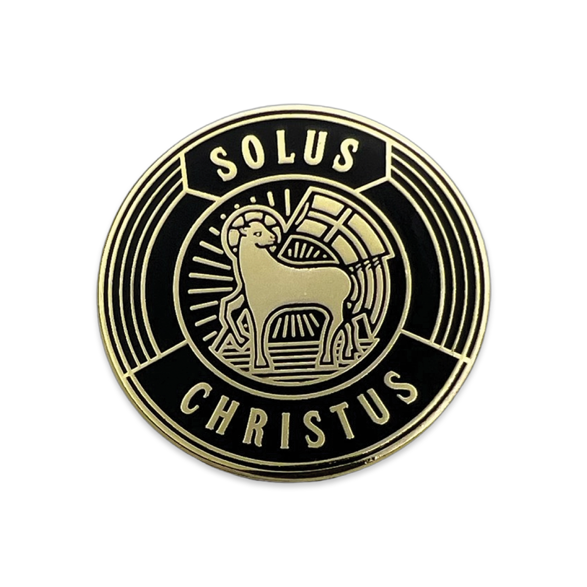 Solus Christus Badge Enamel Lapel Pin (Black)