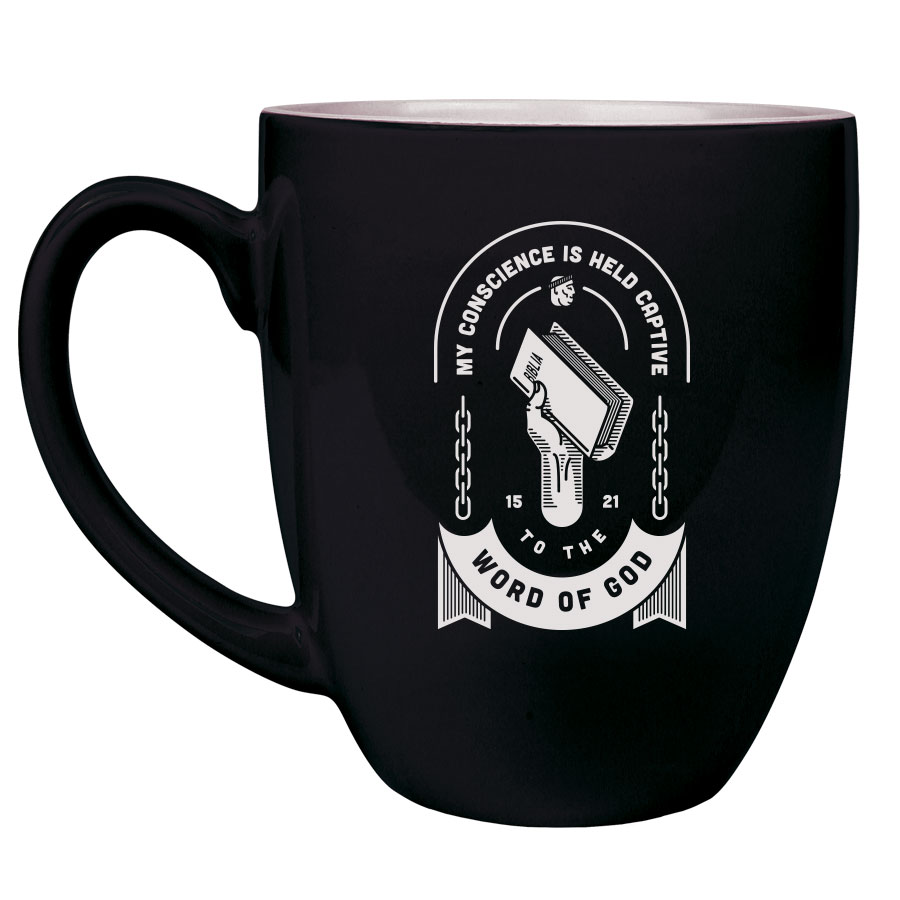 Imperfection, Black, Held Captive to the Word of God Bistro Mug