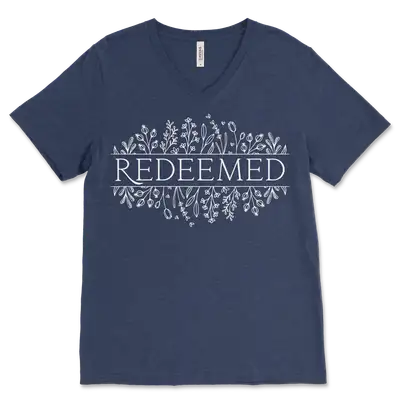 Redeemed Floral V‐Neck Tee