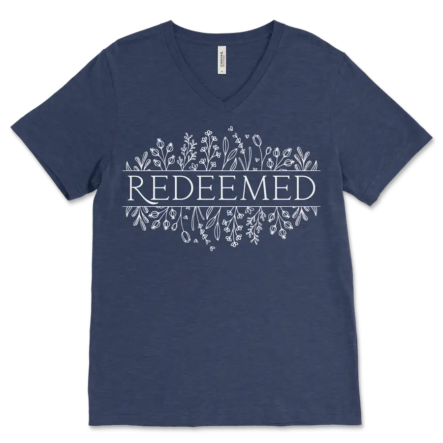 Redeemed Floral V&dash;Neck Tee