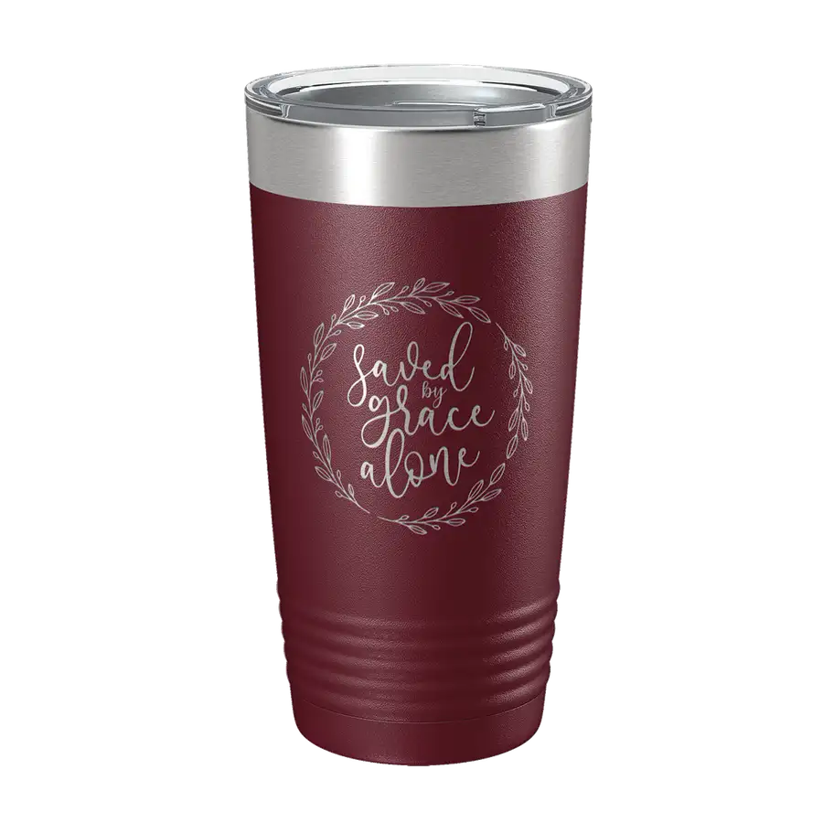Saved By Grace Alone Wreath 20oz Insulated Tumbler