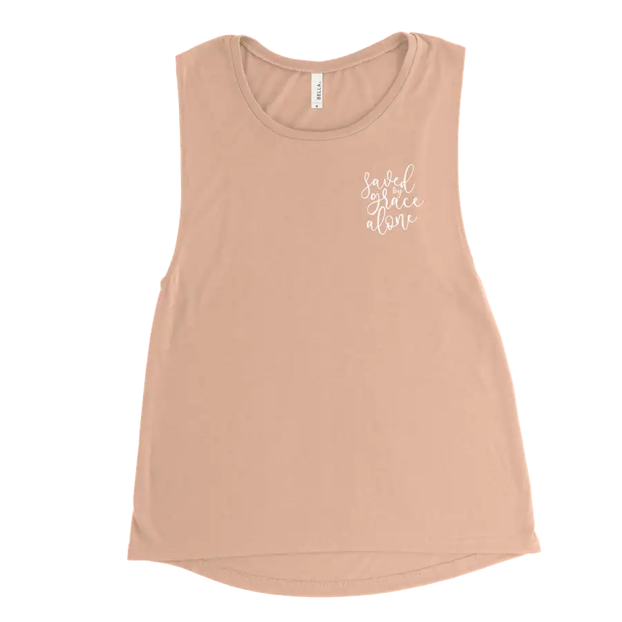 Saved By Grace Alone Left Chest Muscle Tank