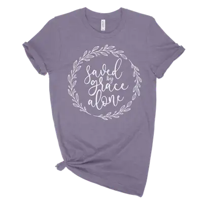 Saved By Grace Alone Wreath Quick Ship Tee