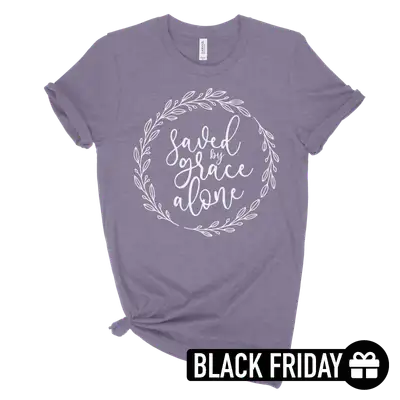 Saved By Grace Alone Wreath Tee (Black Friday)