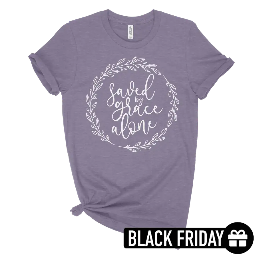 Saved By Grace Alone Wreath Tee (Black Friday)