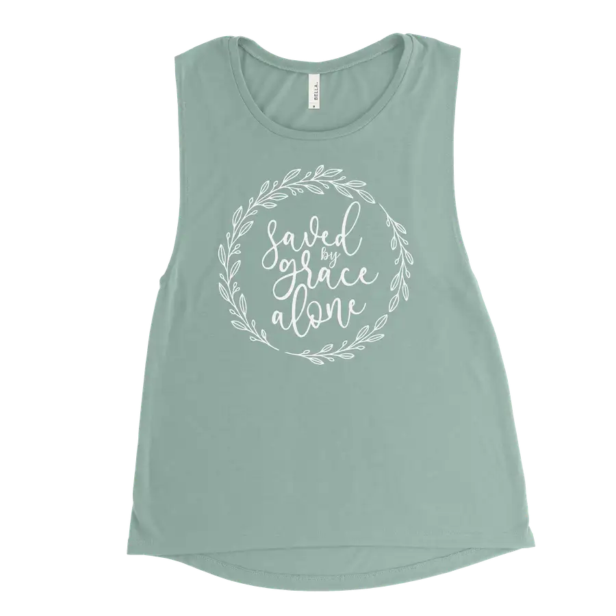 Saved By Grace Alone Wreath Muscle Tank