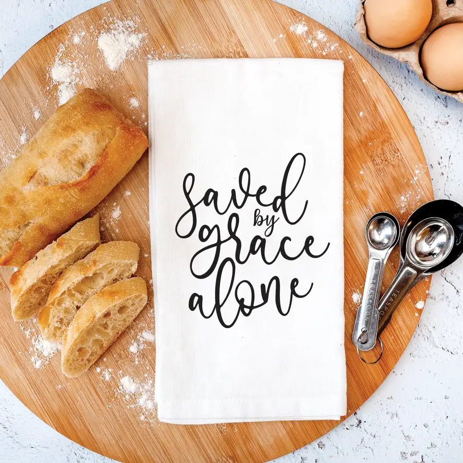 Saved By Grace Alone Tea Towel #2