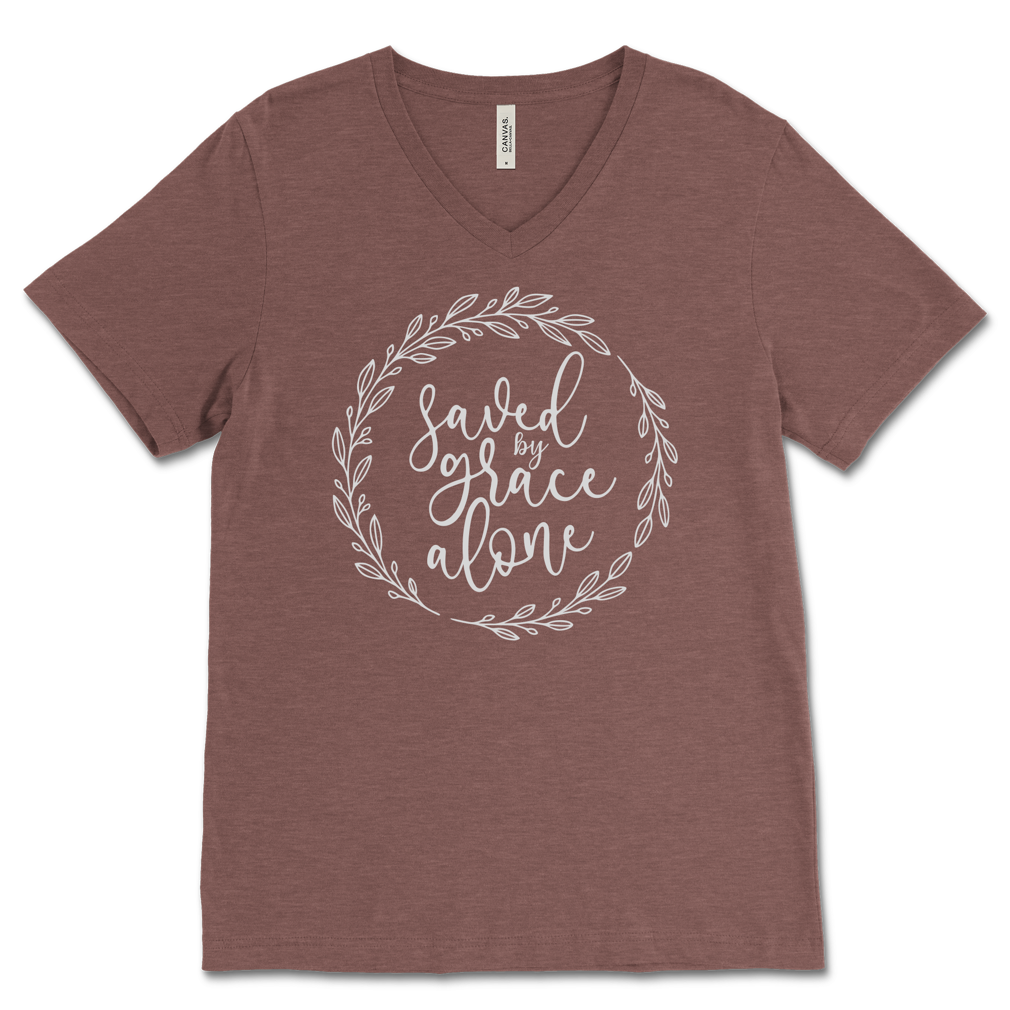 Saved By Grace Alone Wreath V‐Neck Tee