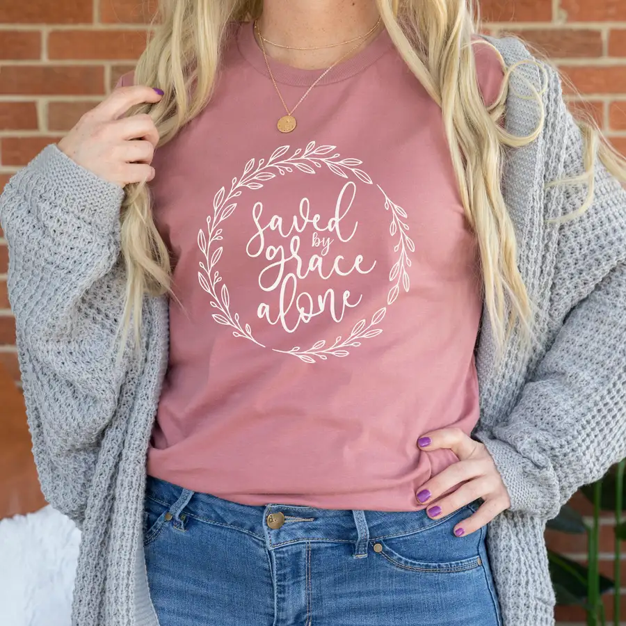 Saved By Grace Alone Wreath Quick Ship Tee #2