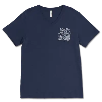 I Can Do All Through A Verse Left Chest V‐Neck Tee