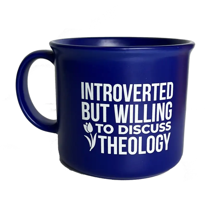 Willing To Discuss Theology Camp Mug