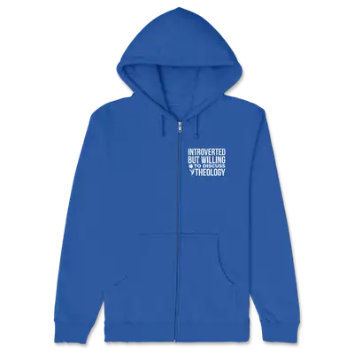 Willing to Discuss Theology Left Chest Zipper Hoodie
