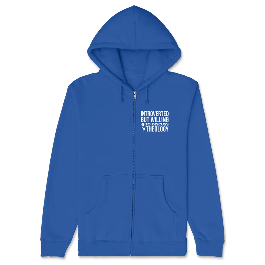 Willing to Discuss Theology Left Chest Zipper Hoodie