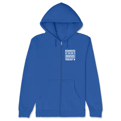 Willing to Discuss Theology Left Chest Zipper Hoodie