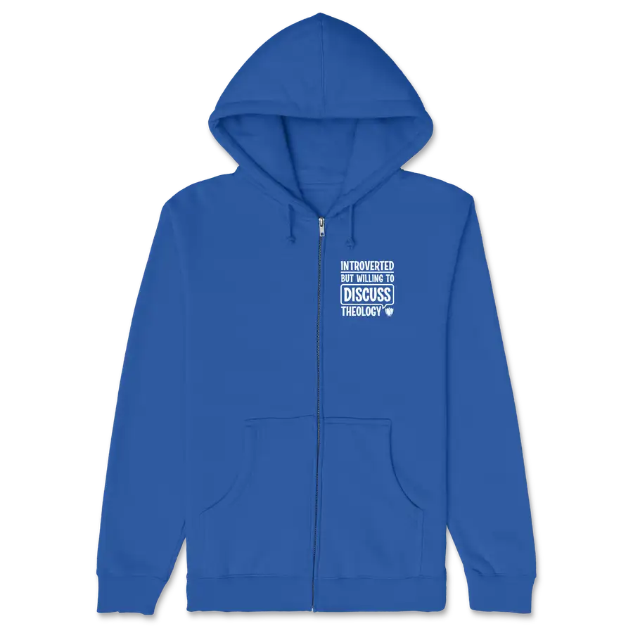 Willing to Discuss Theology Left Chest Zipper Hoodie